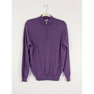 Peter Millar Sweater Men Medium Purple 1/4 Zip Wool Blend Golf Pullover Preppy